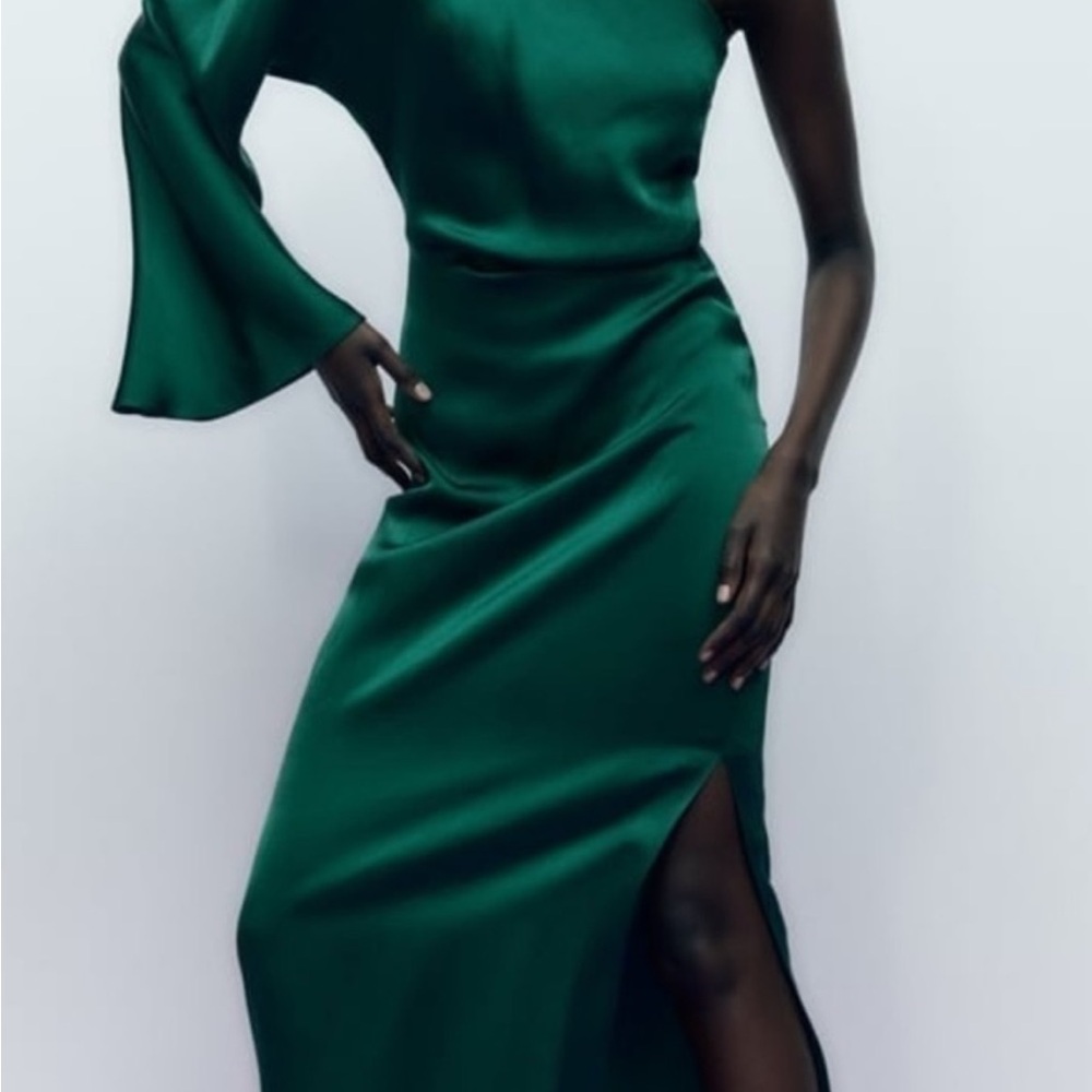 Zara green one armed formal dress